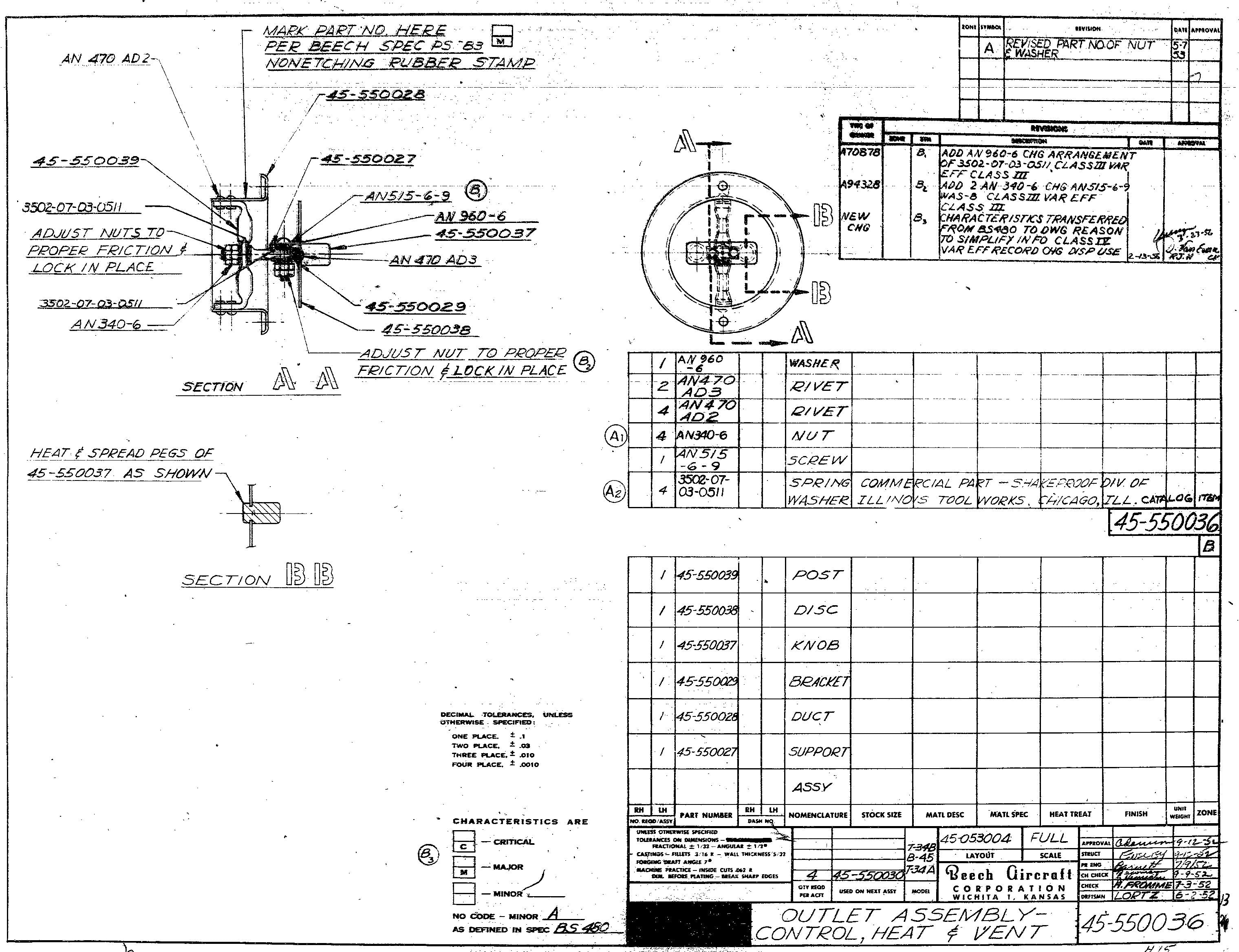 Beechcraft  T-34 A Aircraft Blueprints Engineering Drawings - Download