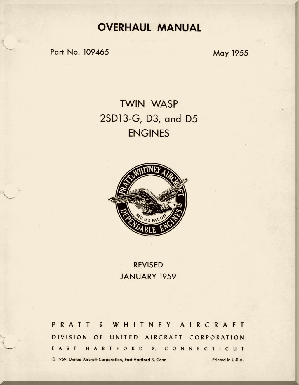 Pratt & Whitney R-2000 " Twin Wasp " Aircraft Engine Manuals Bundle - Download