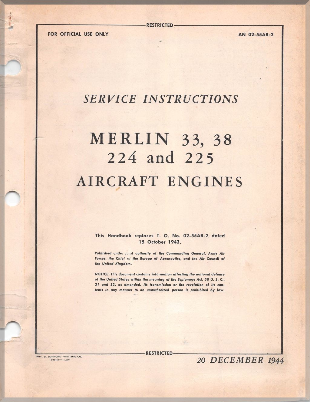 Rolls Royce Merlin Aircraft Engine Manuals Bundle - Download -