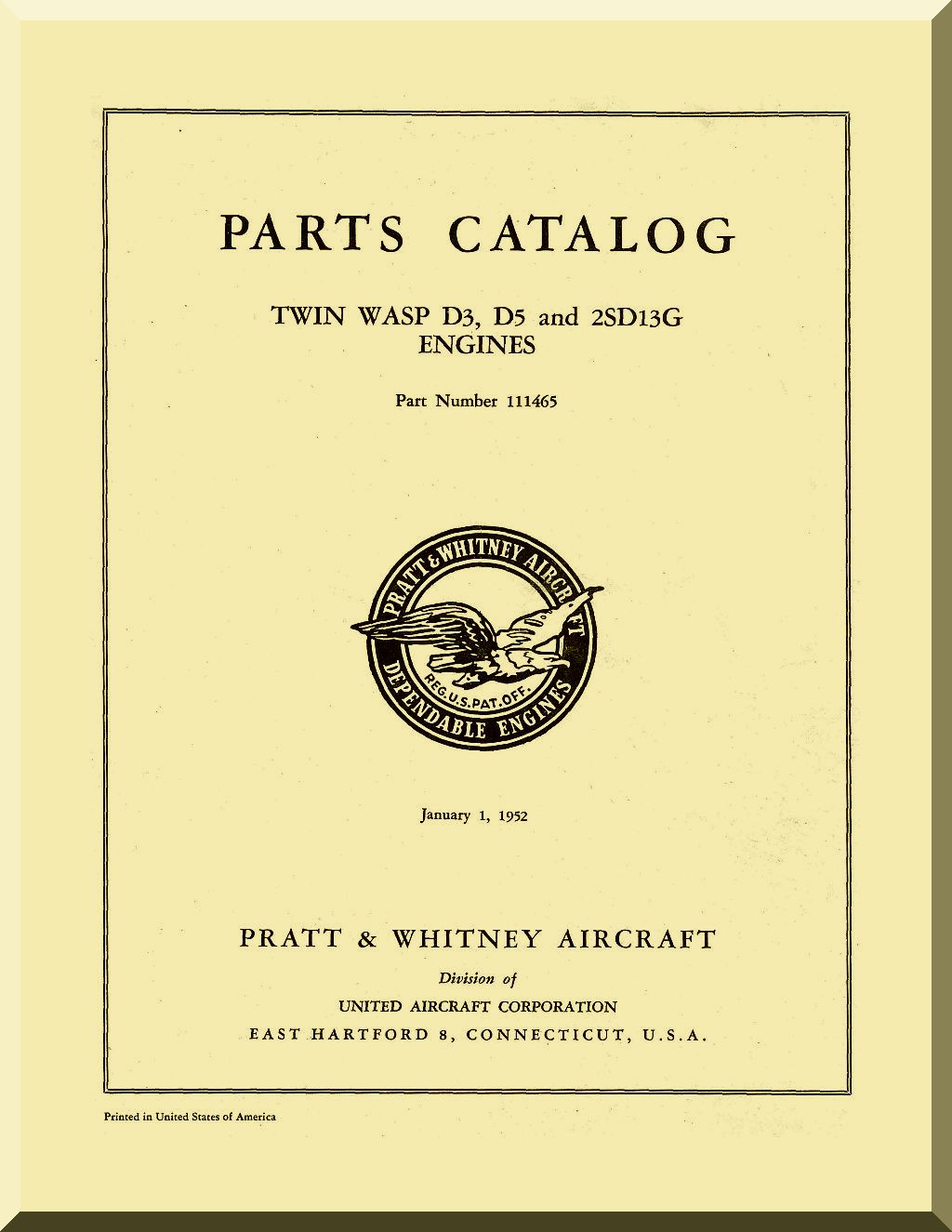 Pratt & Whitney R-2000 " Twin Wasp " Aircraft Engine Manuals Bundle - Download