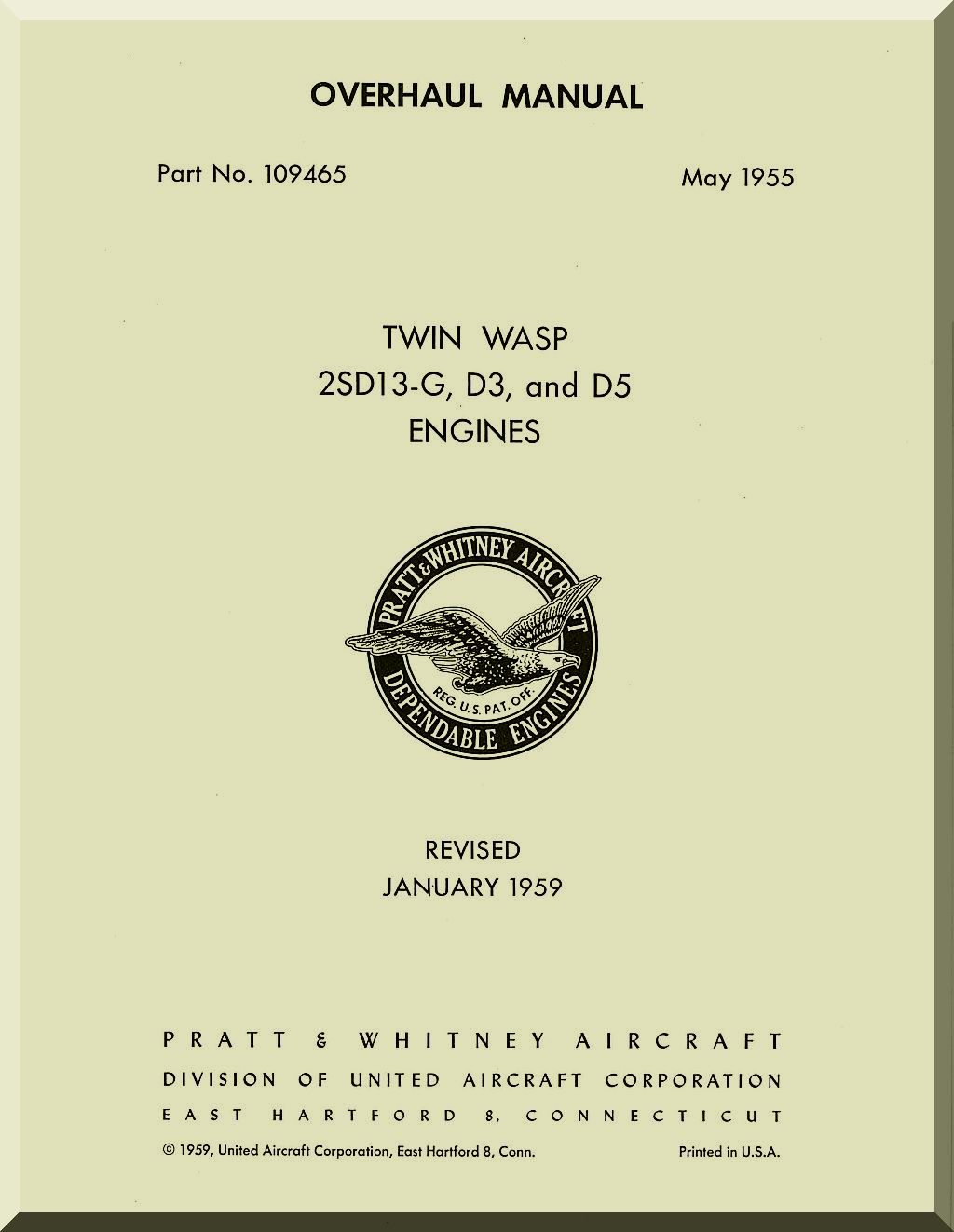 Pratt & Whitney R-2000 " Twin Wasp " Aircraft Engine Manuals Bundle - Download