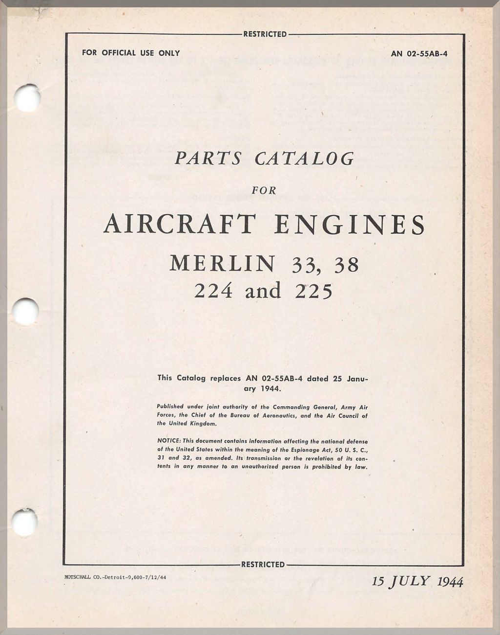 Rolls Royce Merlin Aircraft Engine Manuals Bundle - Download -
