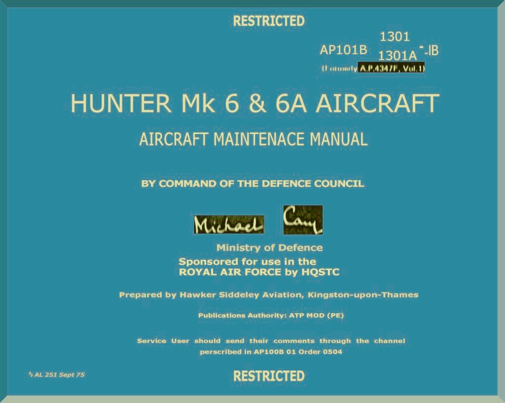 Hawker Hunter Aircraft Aeroplane Manuals Bundle - Download -