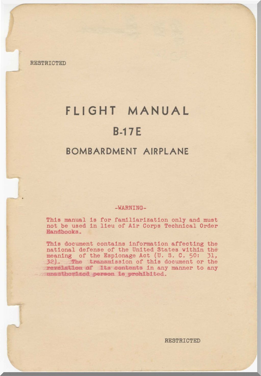 Boeing B-17 B17 Aircraft Airplane Manuals - Download