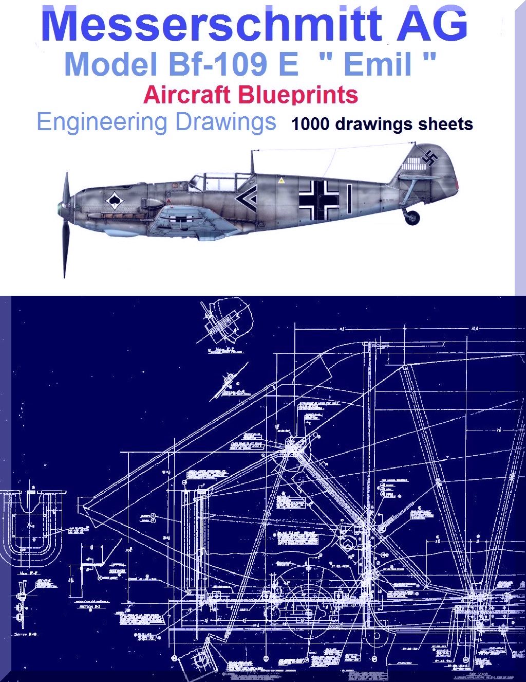 Messerschmitt Bf-109 E Aircraft Blueprints Engineering Drawings - Download