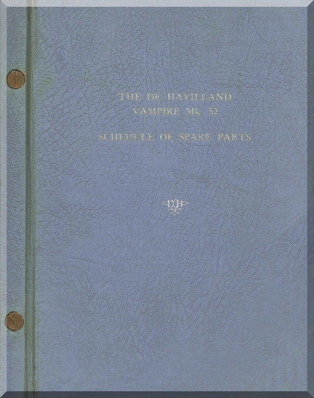 De Havilland DH 100 /113 / 115 Vampire  Aircraft Aeroplane   Manuals Bundle - Download -