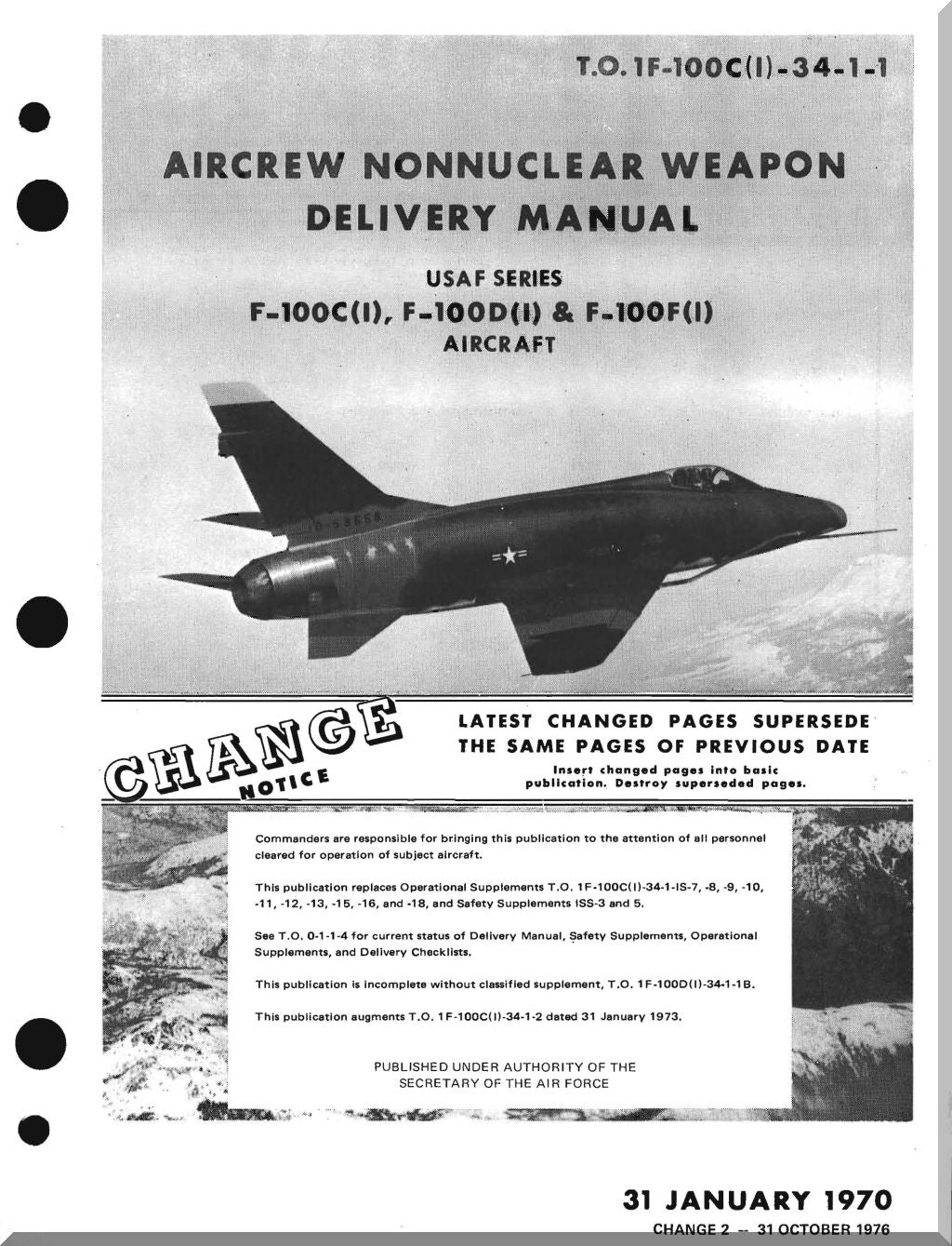 North American Aviation F-100 " Super Sabre " Aircraft Manuals Bundle - Download
