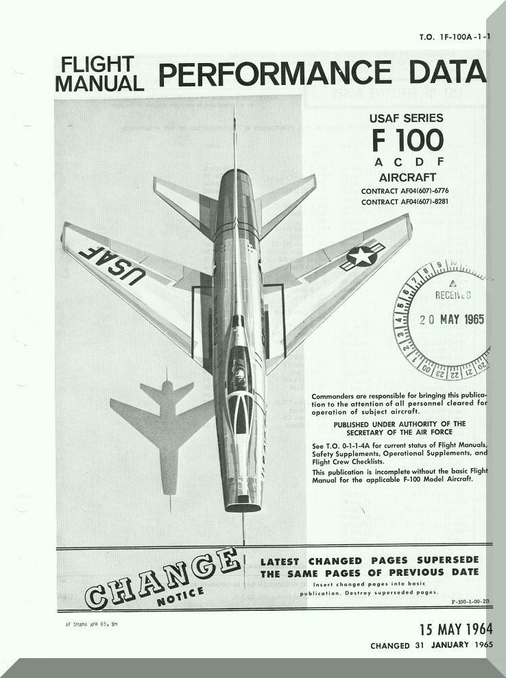 North American Aviation F-100 " Super Sabre " Aircraft Manuals Bundle - Download
