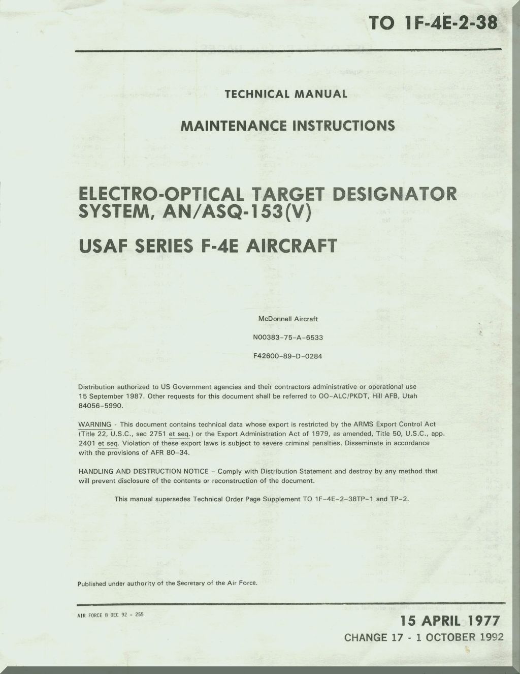 Mc Donnell Douglas F-4 Phantom II Aircraft Airplane  Manuals Bundle - Download -