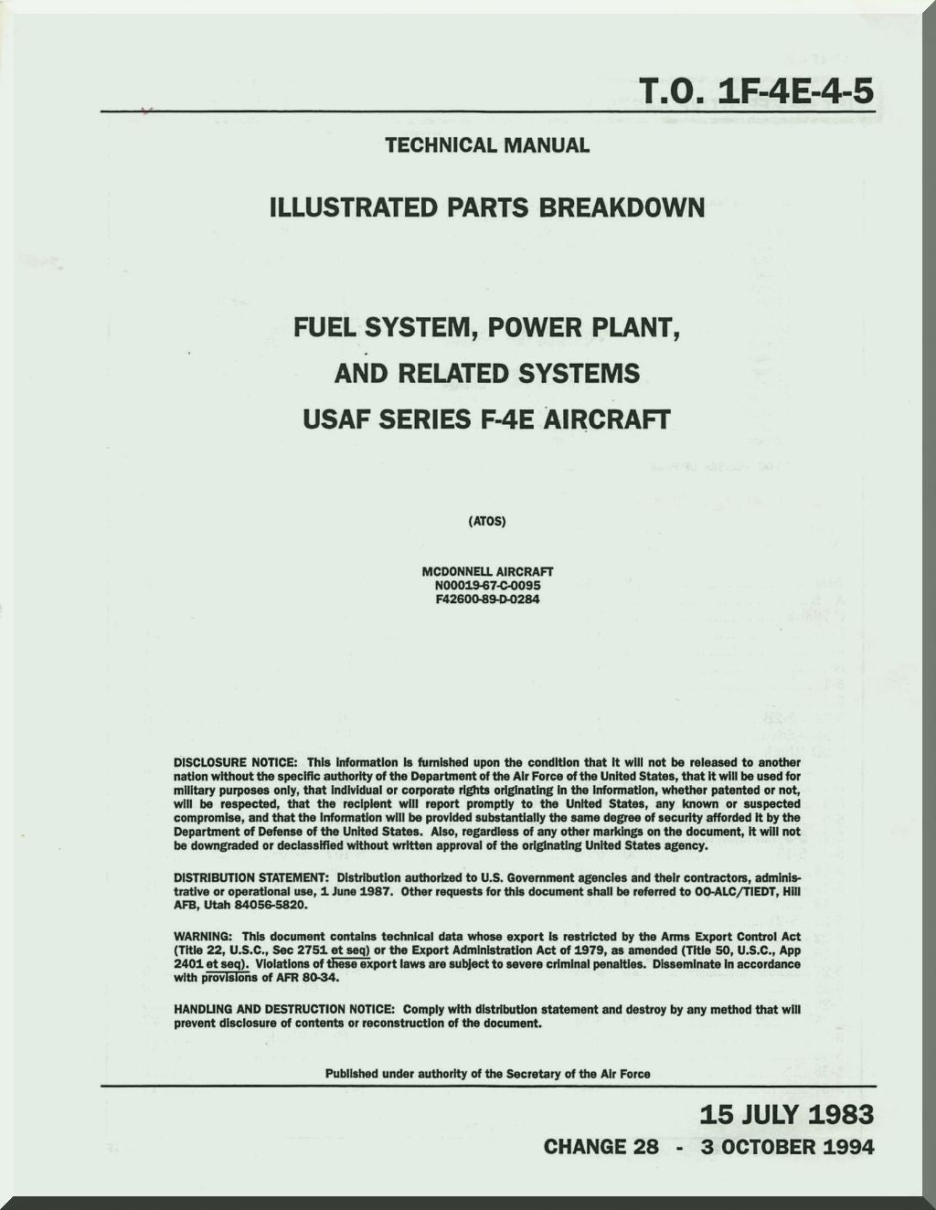 Mc Donnell Douglas F-4 Phantom II Aircraft Airplane  Manuals Bundle - Download -