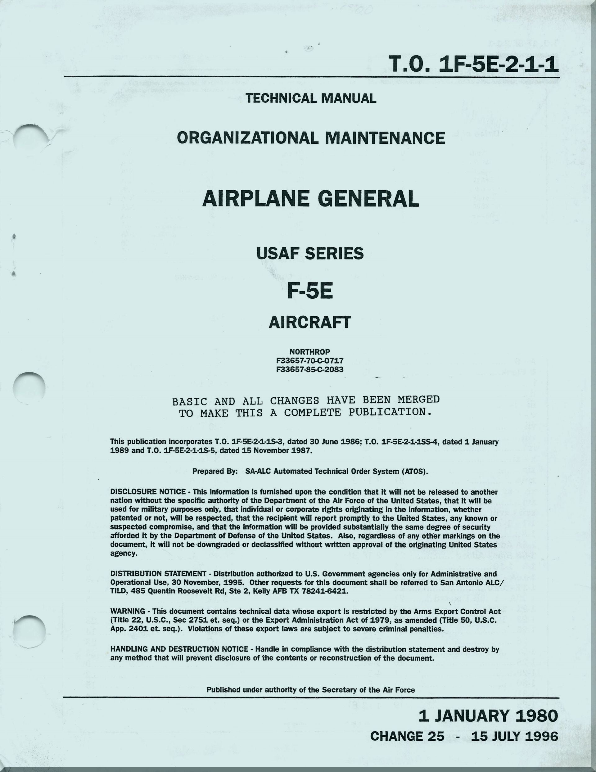 Northop F-5 Aircraft Aeroplane Manuals Bundle - Download -