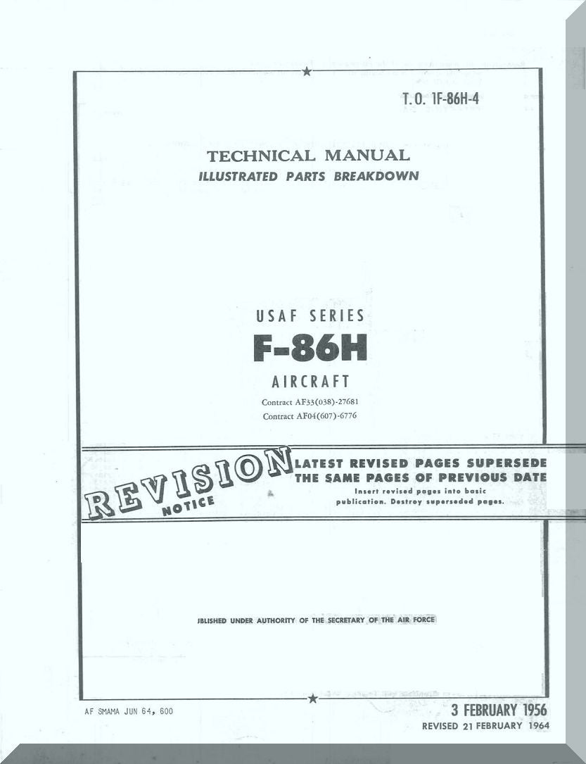 North American Aviation F-86 "Sabre"  Aircraft  Manuals Bundle - Download -