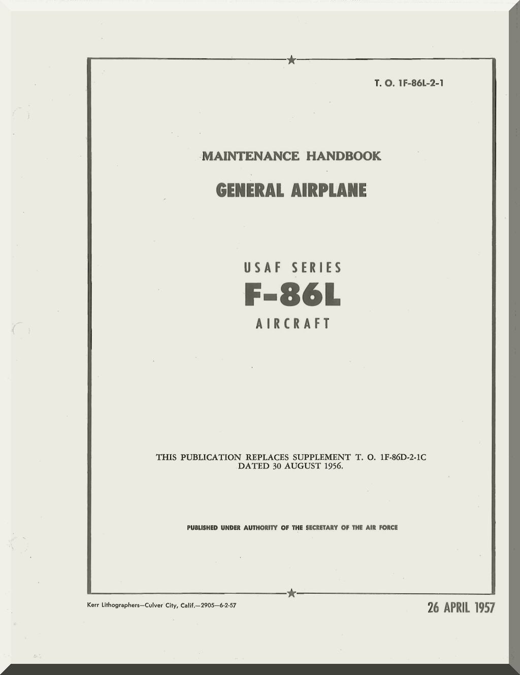 North American Aviation F-86 "Sabre"  Aircraft  Manuals Bundle - Download -