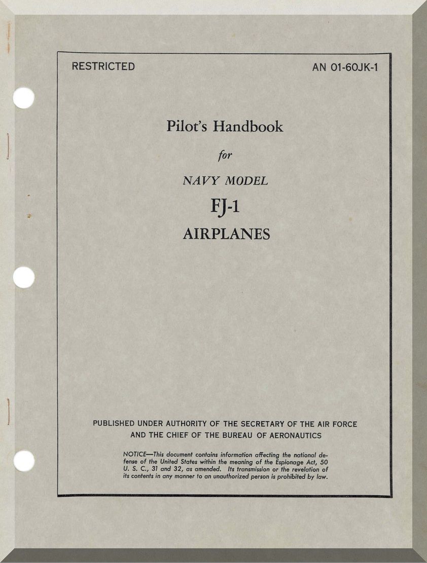 North American Aviation FJ "Fury"  Aircraft Manuals Bundle - Download -