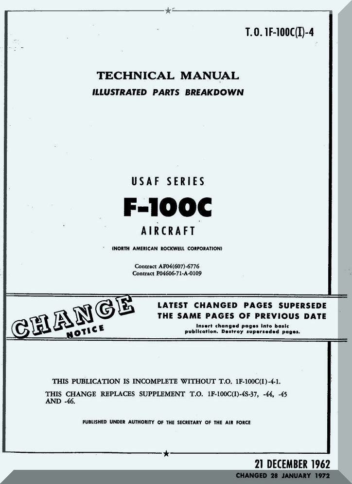 North American Aviation F-100 " Super Sabre " Aircraft Manuals Bundle - Download