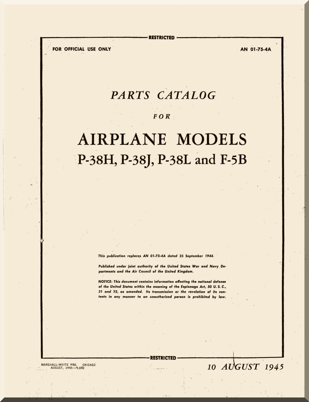 Lockheed P38 P-38 " Lighting " Aircraft Manuals Bundle - Download