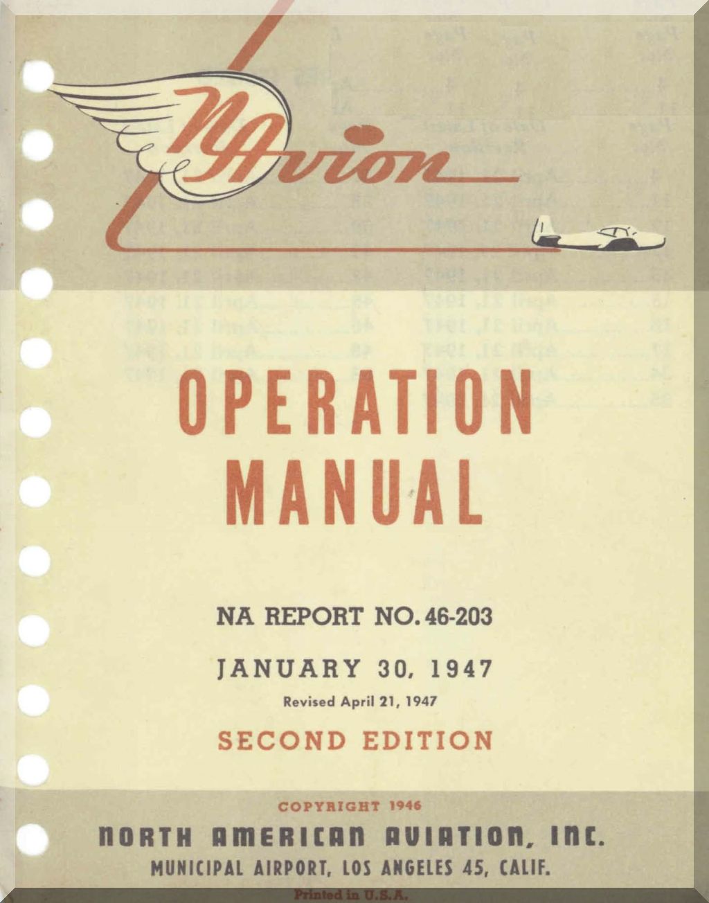 Navion  ( NAA / Ryan / Riley / Camair) Aircraft Aeroplane Manuals Bundle - Download -