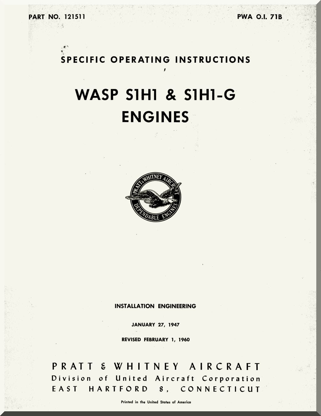 Pratt & Whitney R-1340 " Wasp " Aircraft Engine Manuals Bundle - Download
