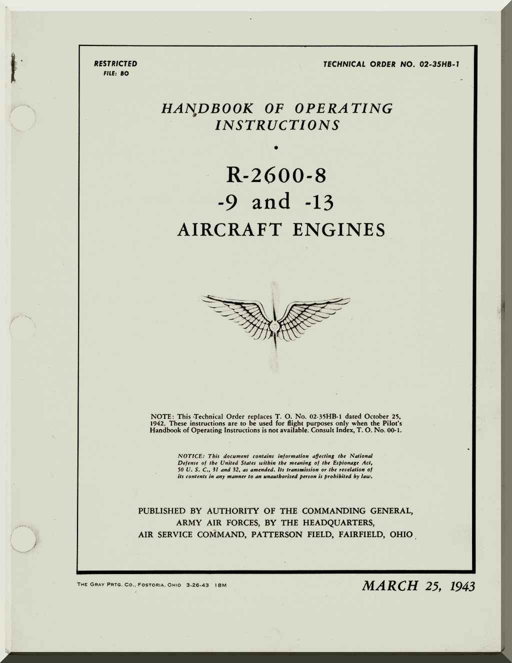 Wright R-2600 " Cyclone 14 " Aircraft Engine Manuals Bundle - Download