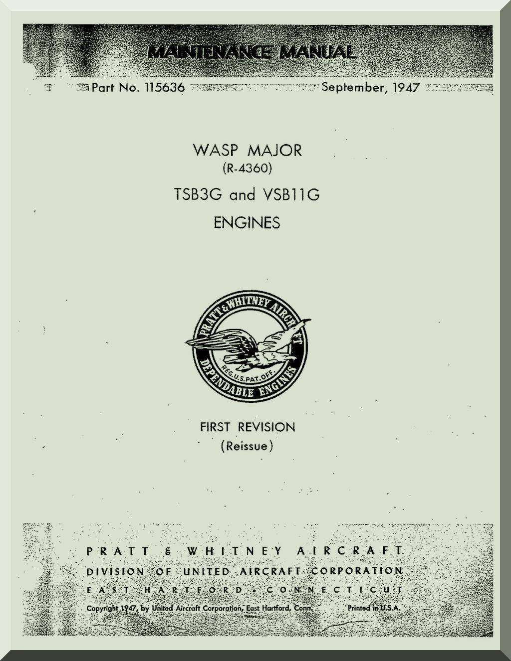 Pratt & Whitney R-4360 " Wasp Major " Aircraft Engine Manuals Bundle - Download -