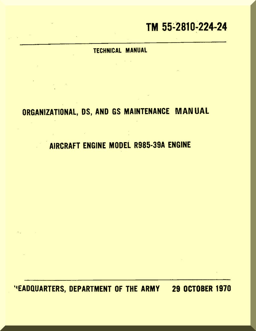 Pratt & Whitney R-985 " Wasp Jr " Aircraft Engine Manuals Bundle - Download