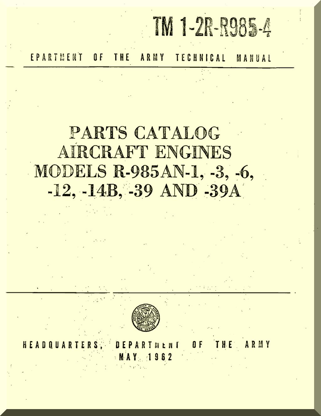 Pratt & Whitney R-985 " Wasp Jr " Aircraft Engine Manuals Bundle - Download