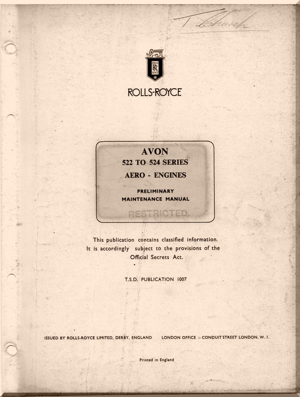 Rolls Royce AVON Aircraft Engine Manuals Bundle - Download -
