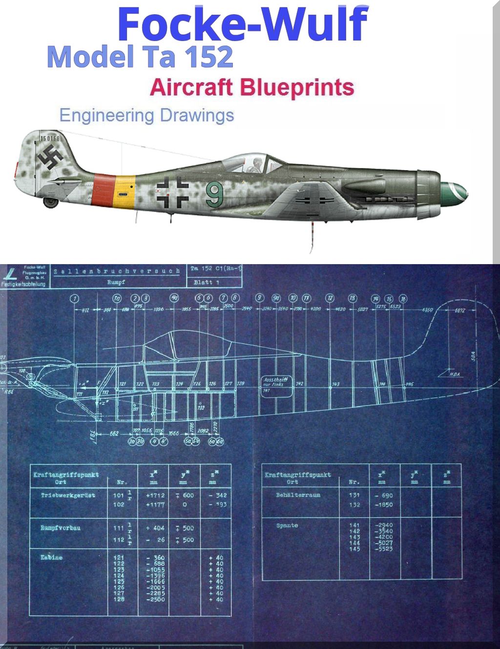 Foke-Wulf Ta-152 Blueprints Engineering Drawings Collection - Downloads