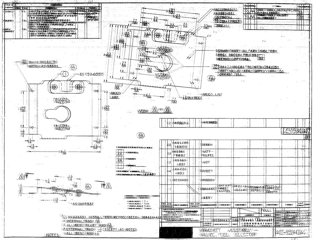 Beechcraft  T-34 A Aircraft Blueprints Engineering Drawings - Download