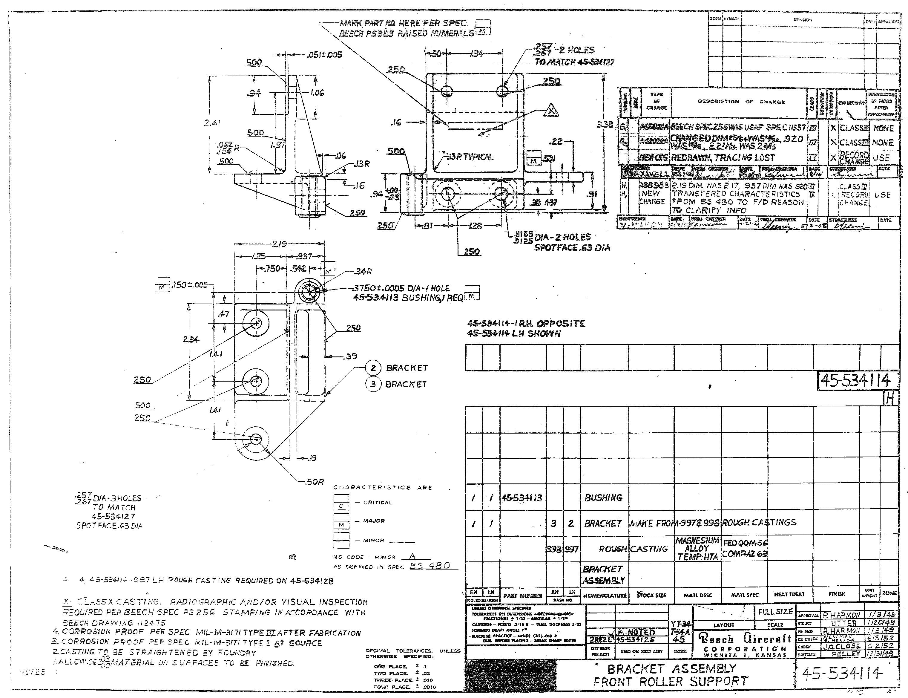Beechcraft  T-34 A Aircraft Blueprints Engineering Drawings - Download