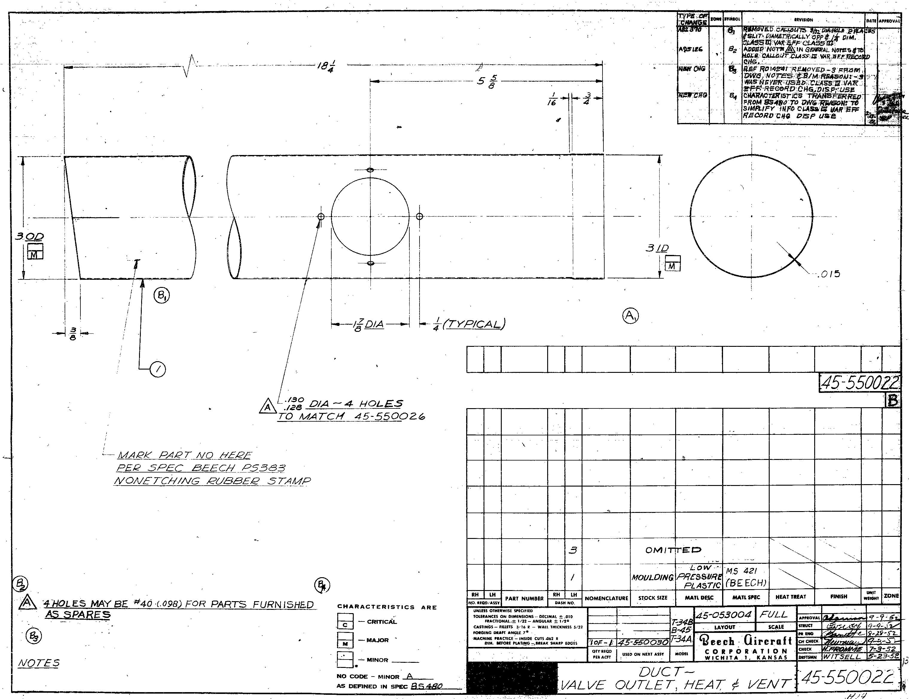 Beechcraft  T-34 A Aircraft Blueprints Engineering Drawings - Download
