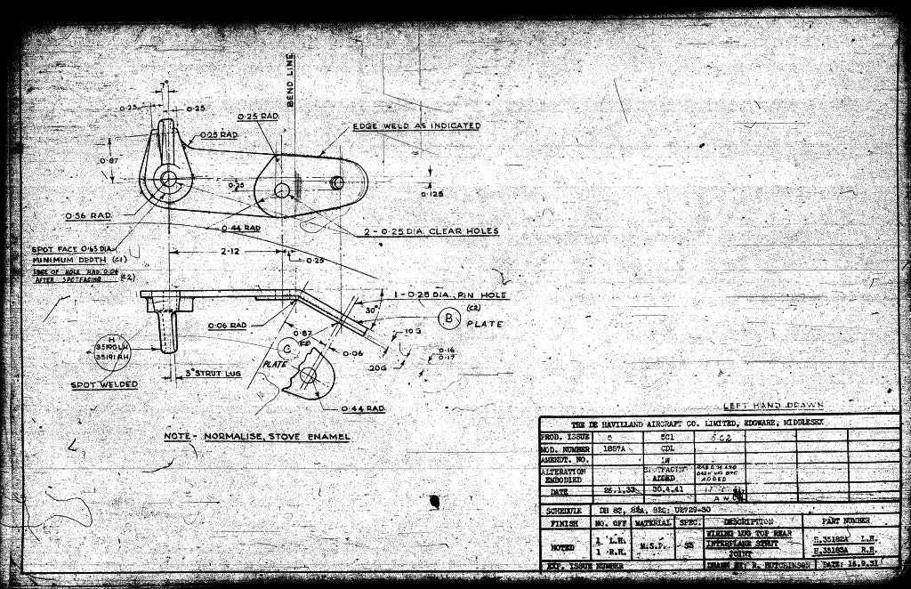 De Havilland PT-24 DH-82C Tiger Moth Aircraft Blueprints - Download