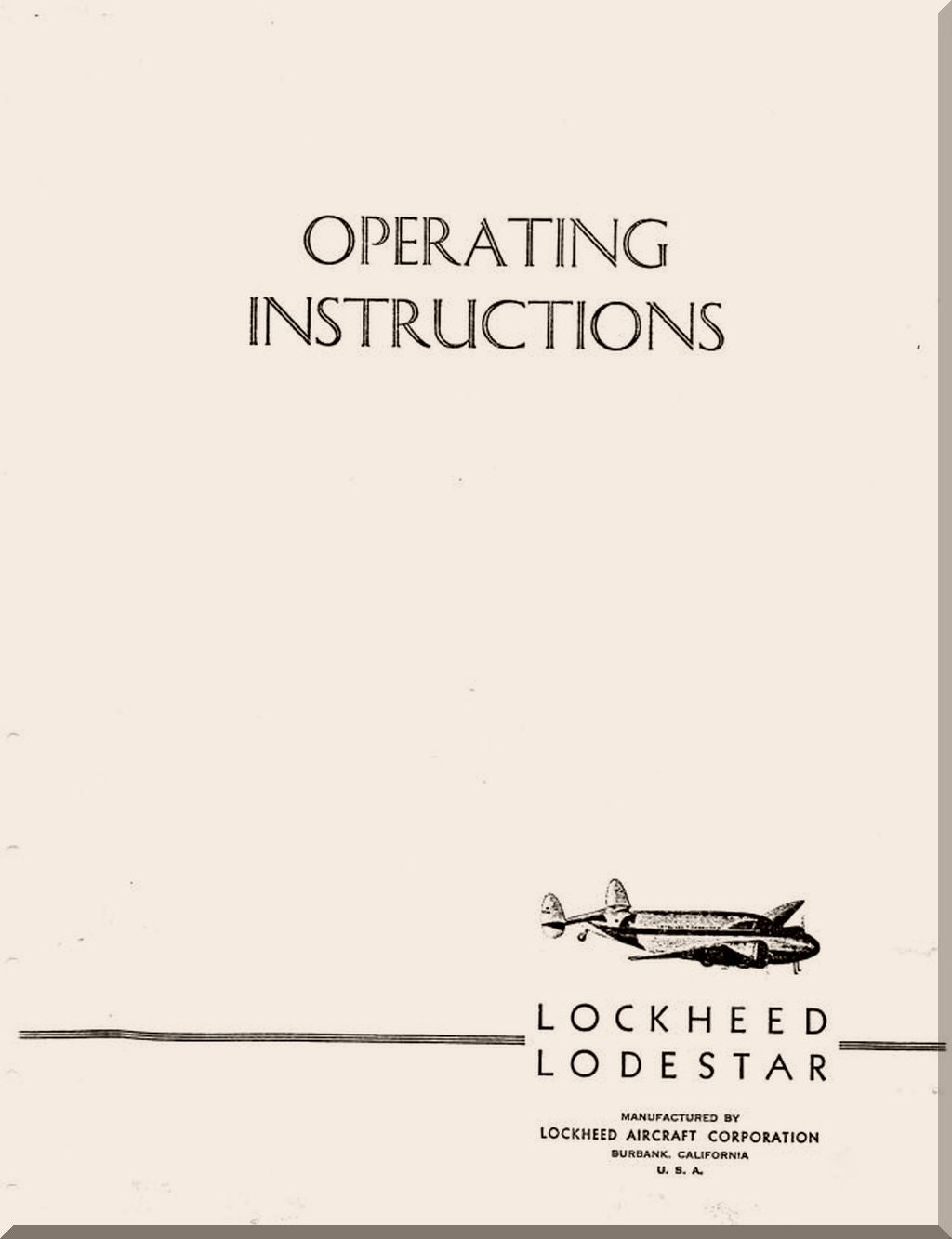 Lockheed L-18, C-56, C-57, C-60, R50 Loadestar Aircraft Manuals Collection - Download