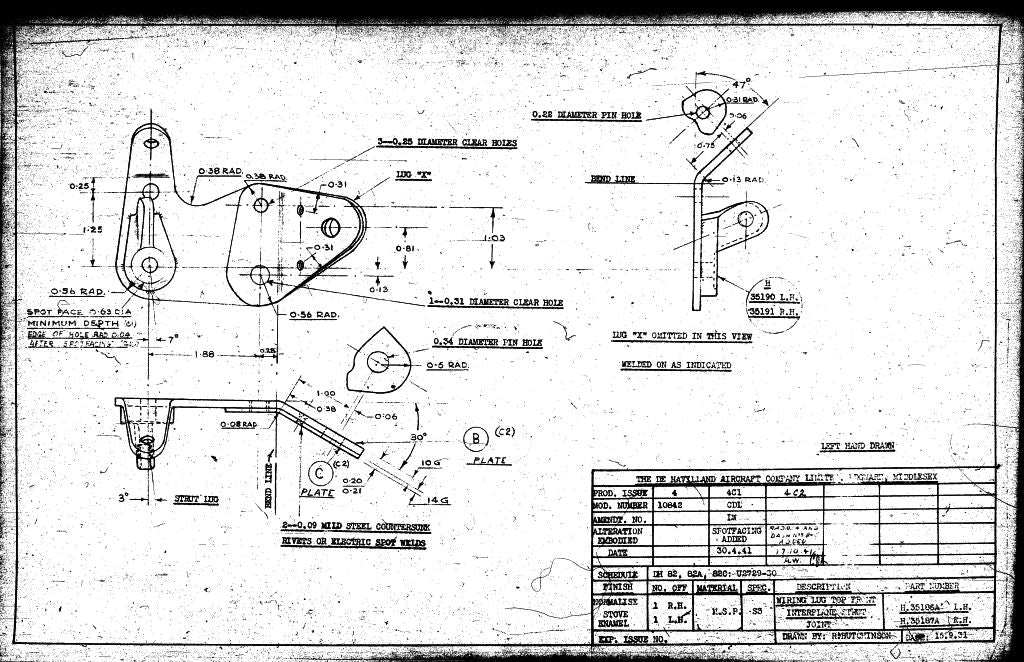 De Havilland PT-24 DH-82C Tiger Moth Aircraft Blueprints - Download