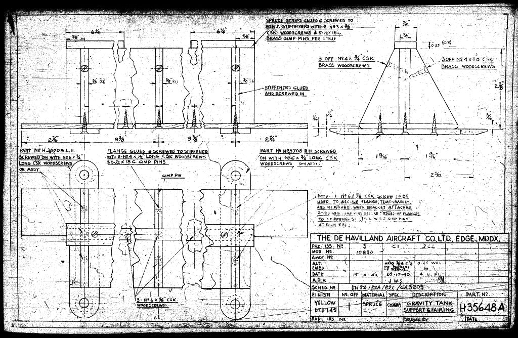 De Havilland PT-24 DH-82C Tiger Moth Aircraft Blueprints - Download