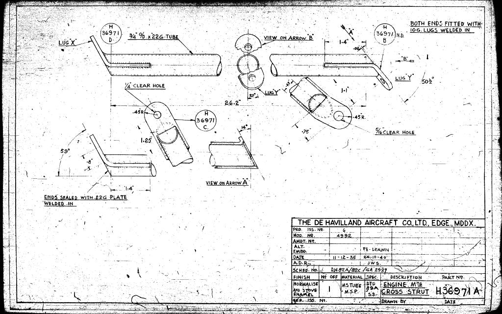 De Havilland PT-24 DH-82C Tiger Moth Aircraft Blueprints - Download