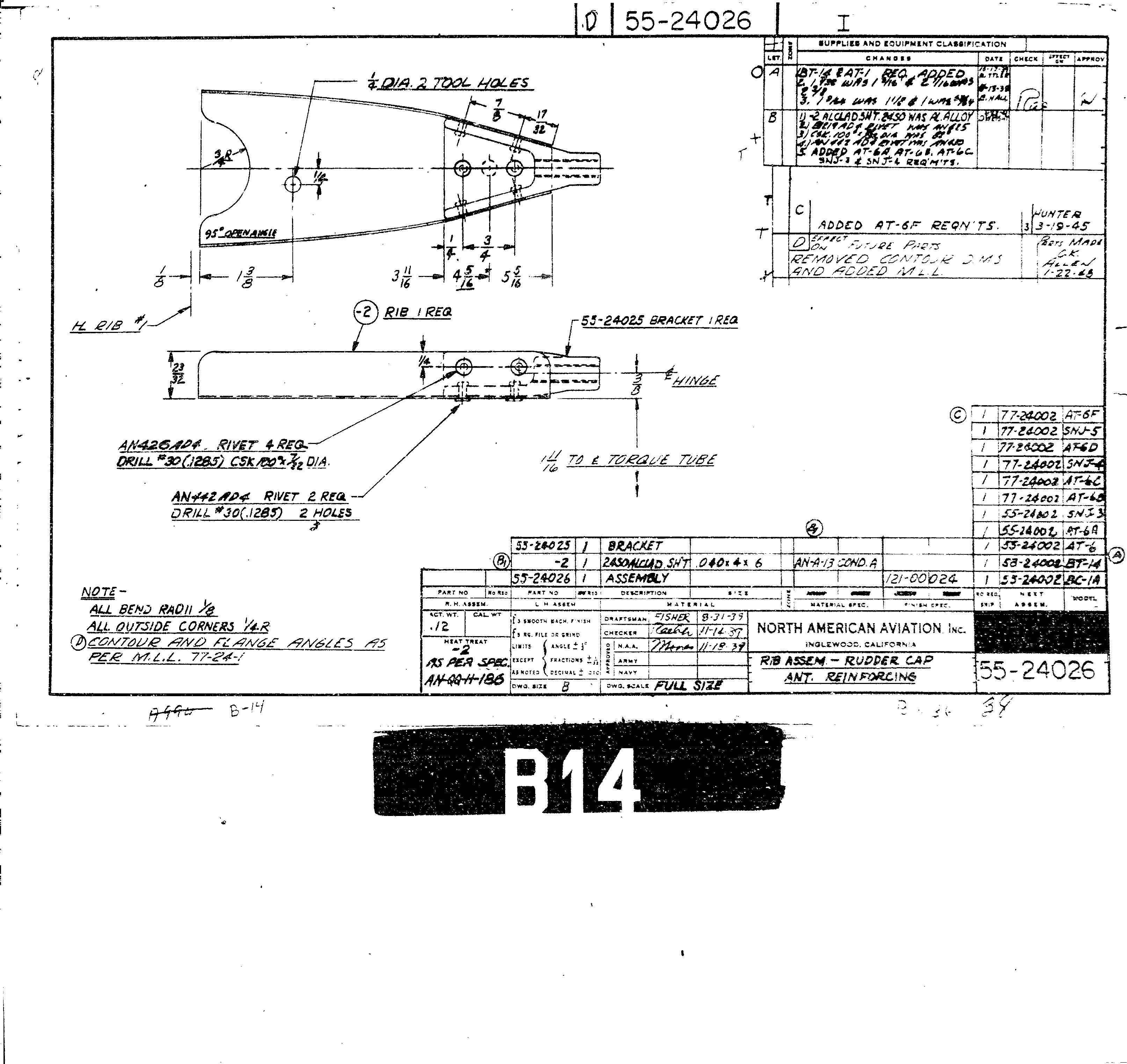North American Aviation T-6G Aircraft Blueprints Engineering Drawings NOT Complete