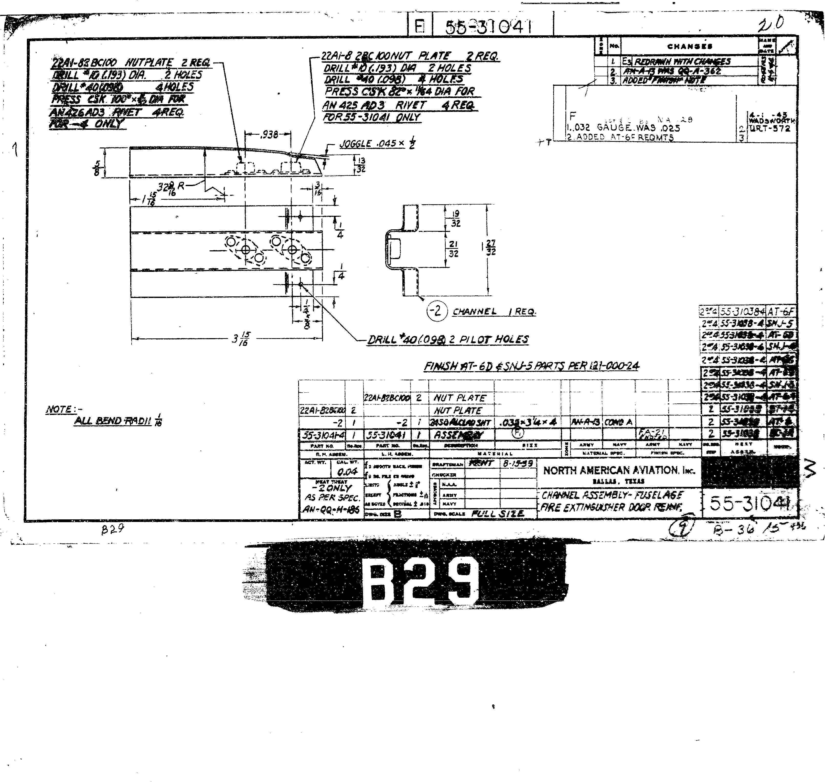 North American Aviation T-6G Aircraft Blueprints Engineering Drawings NOT Complete