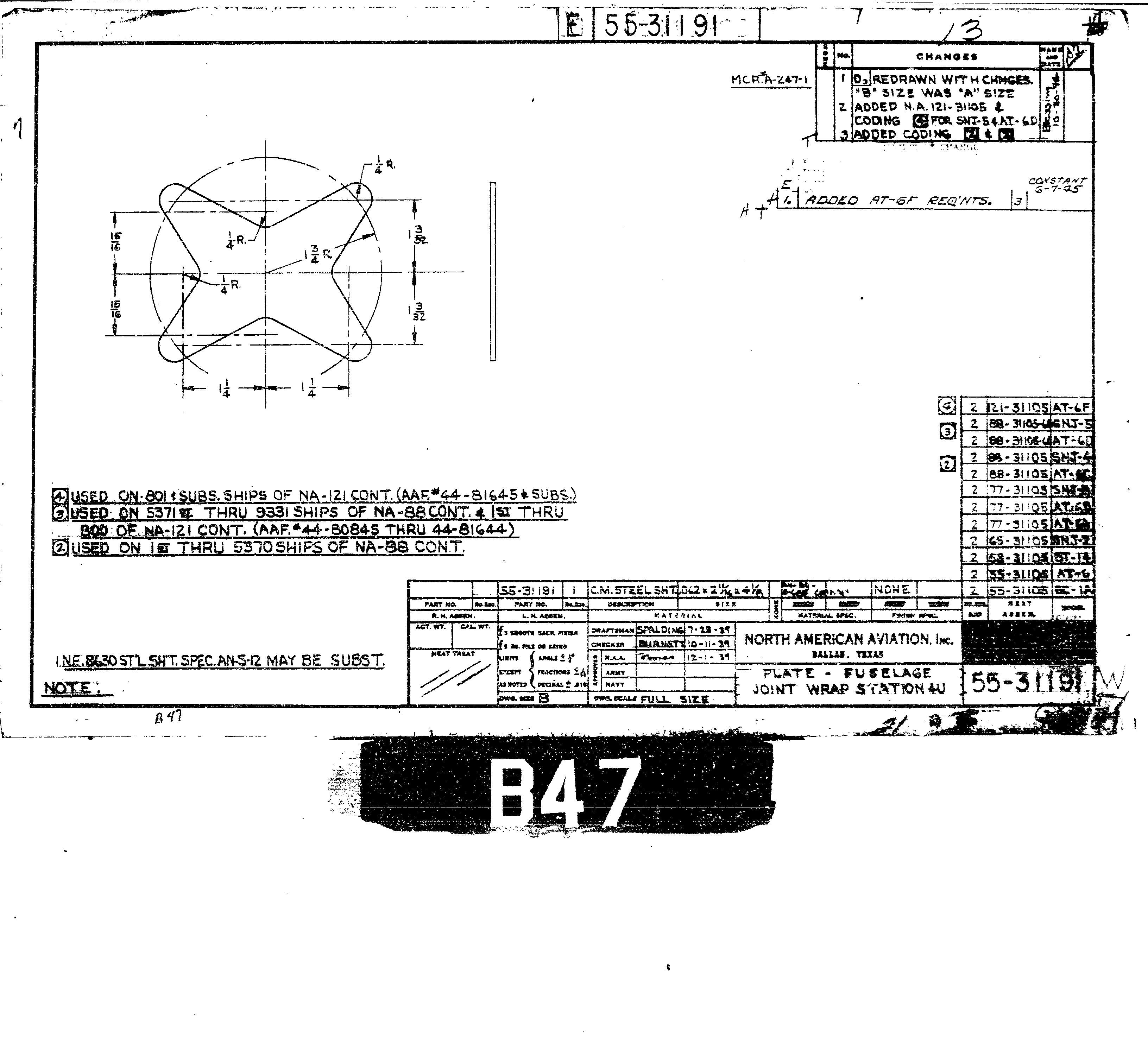North American Aviation T-6G Aircraft Blueprints Engineering Drawings NOT Complete