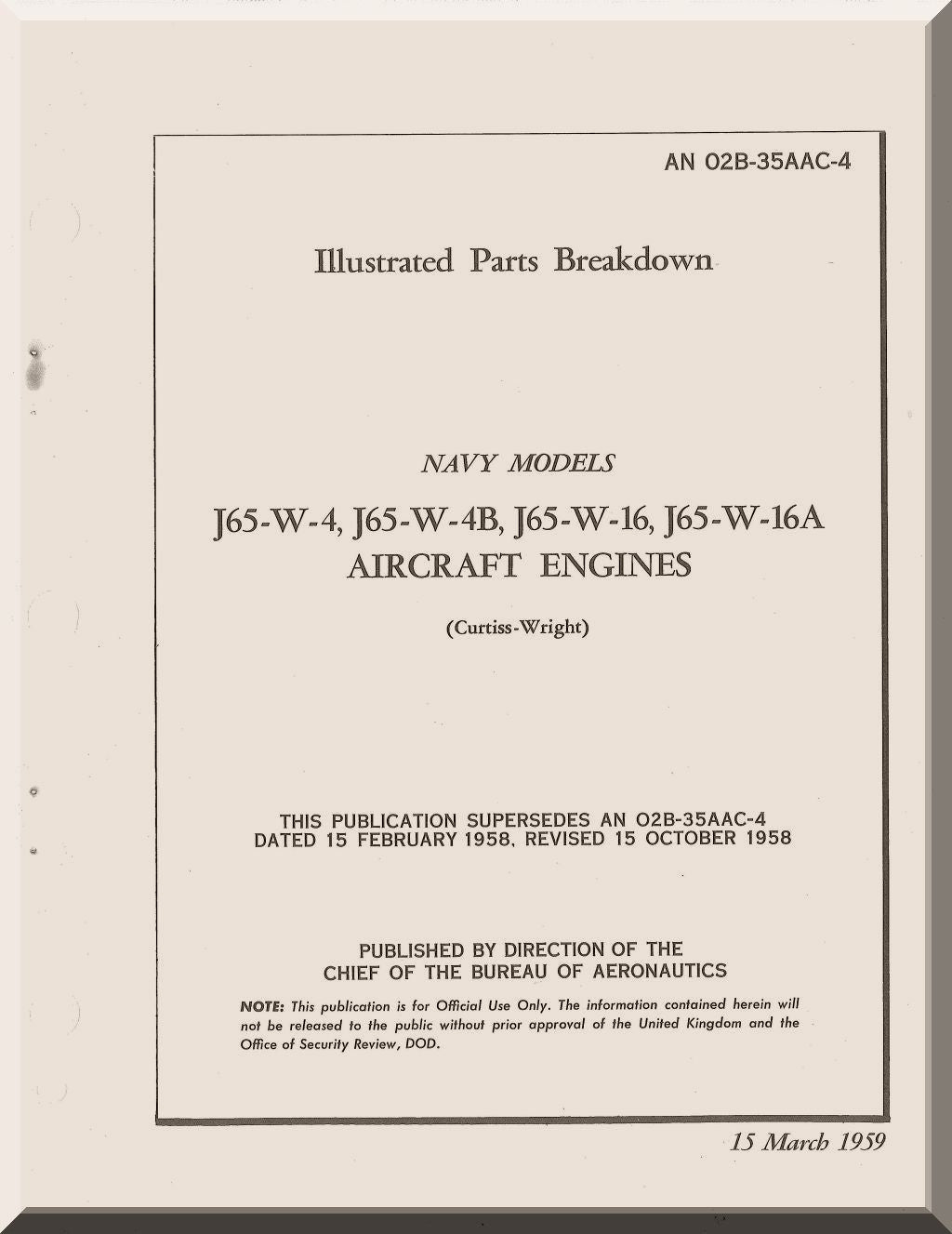 Wright Siddeley J65 Sapphire Aircraft Engines Manuals and Data Collection