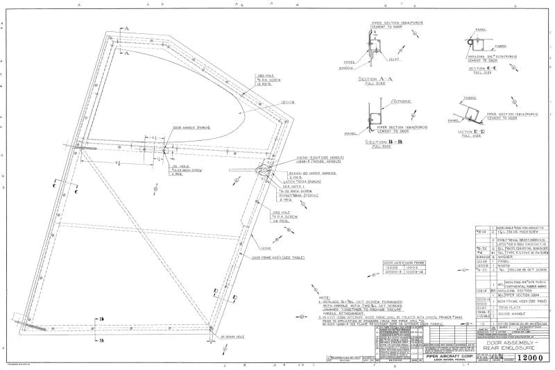 Piper Aircraf Pa-11 to Pa-22 Assembly and Installation Engineering Drawings Blueprints - Download