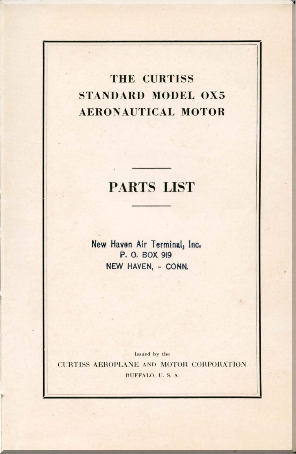 Curtiss OX-5 Aircraft Engine Manuals Collection - Digital Download