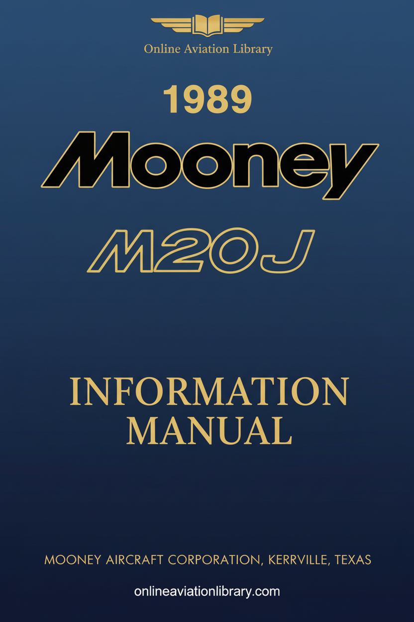 1989 Mooney M20J Information Manual Standard Cover Page