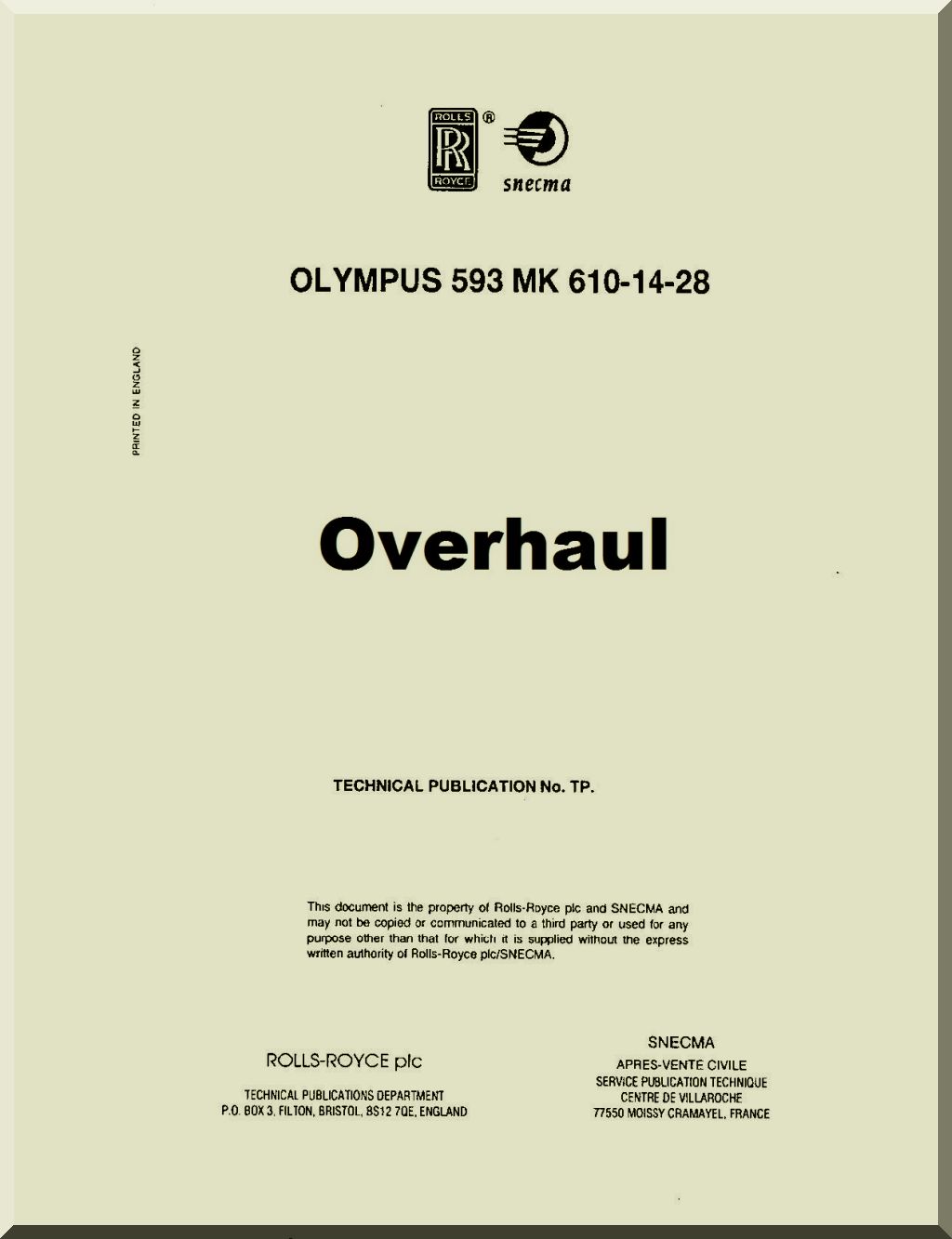 Bristol Siddeley Olympus Engine Manuals Collection - Technical Documentation