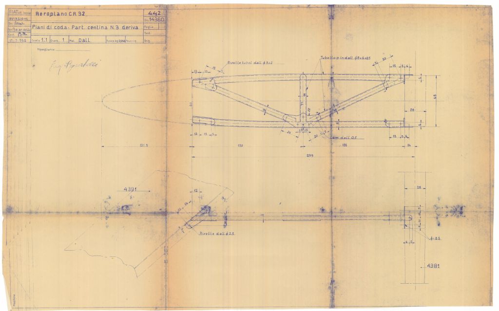 FIAT CR.32 "Chirri" Aircraft Blueprints Engineering Drawings