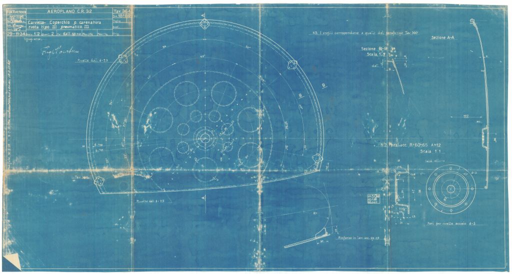FIAT CR.32 "Chirri" Aircraft Blueprints Engineering Drawings