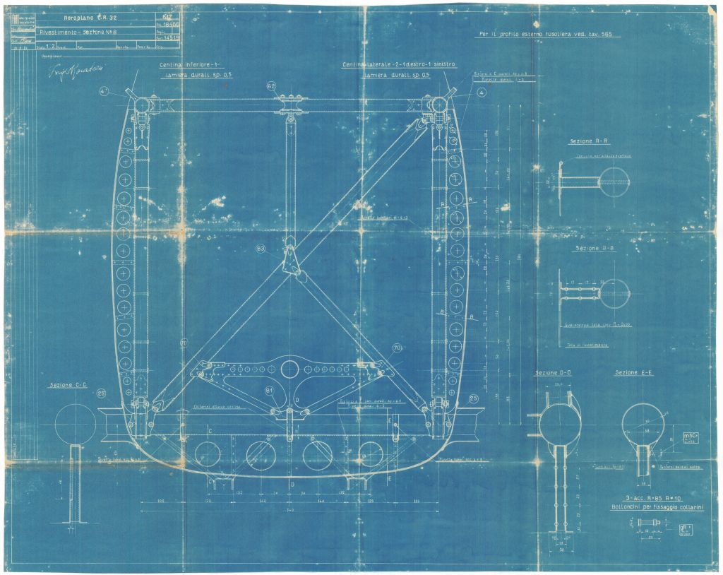 FIAT CR.32 "Chirri" Aircraft Blueprints Engineering Drawings