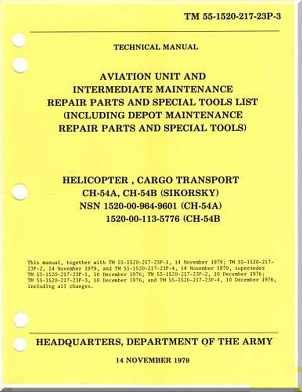 Sikorsky S-64 / CH-54 Skycrane Helicopter Manuals Bundle - Digital Download