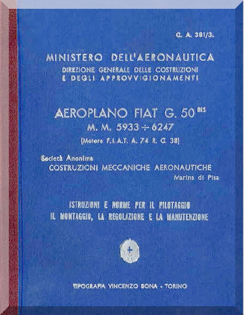 Fiat Aviazione G.50 Freccia Manuals Collection - Digital Download