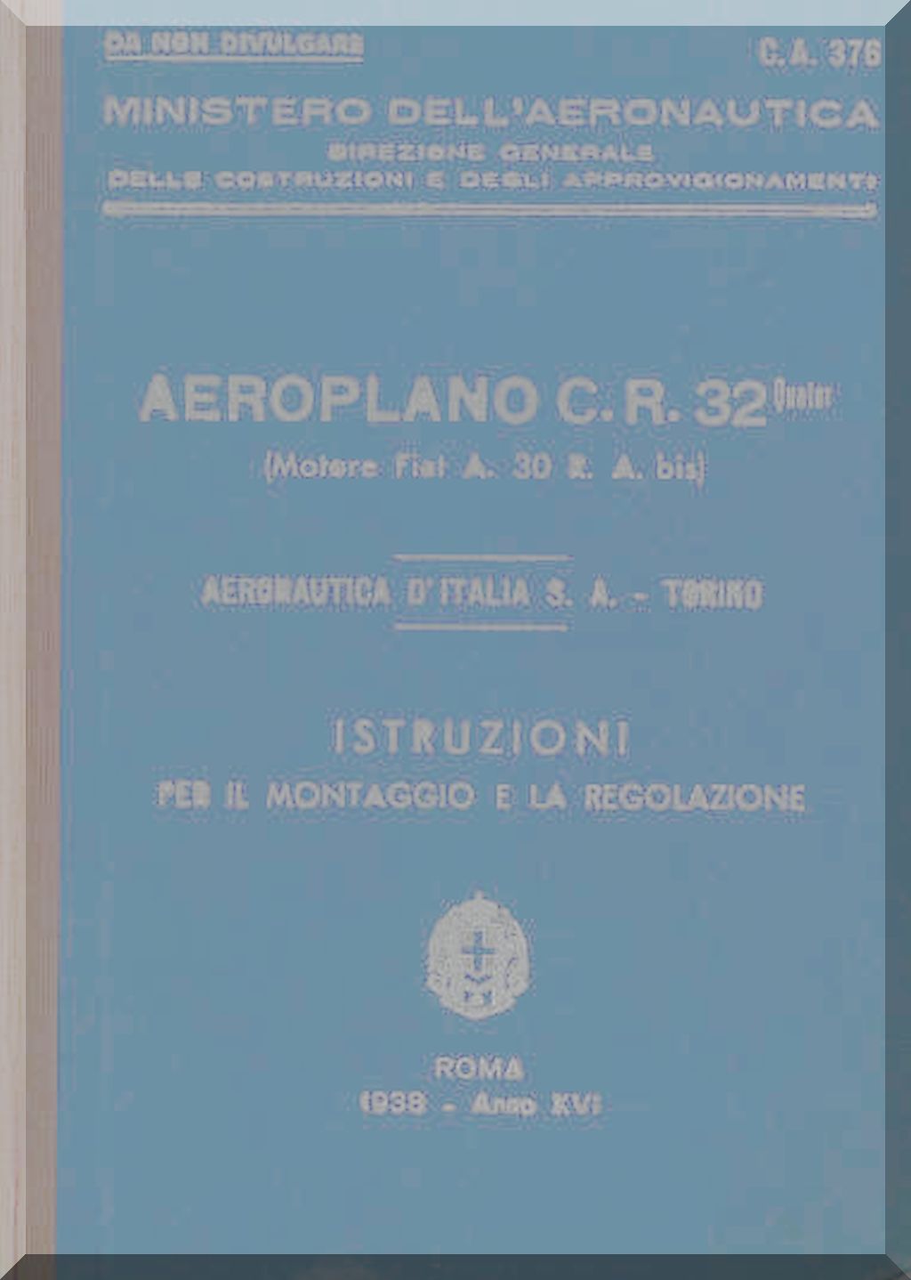 Fiat Aviazione CR.32 Aircraft Manuals Collection - Digital Download